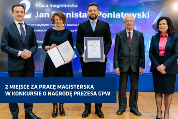 2 miejsce za pracę magisterską w Konkursie o Nagrodę Prezesa GPW